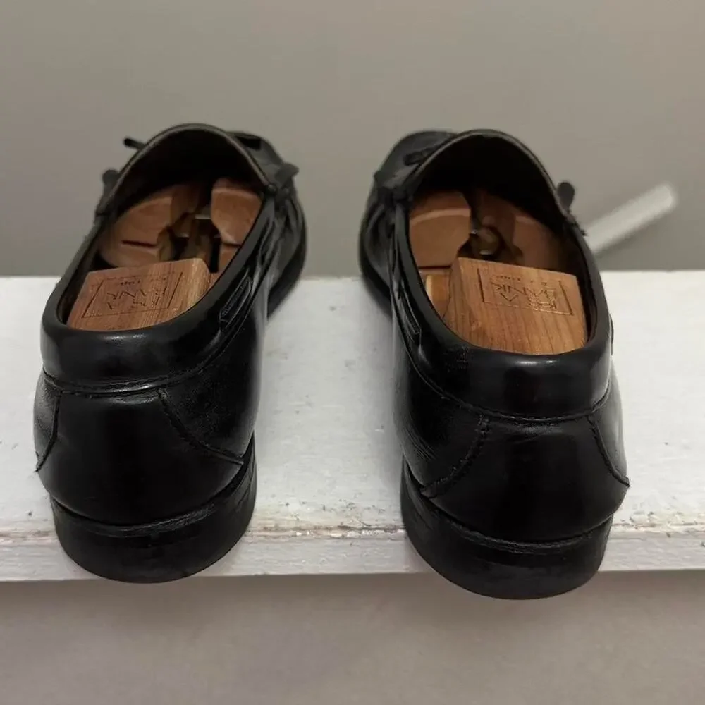 Black Leather Loafers with Tassel - Size 10 1/2